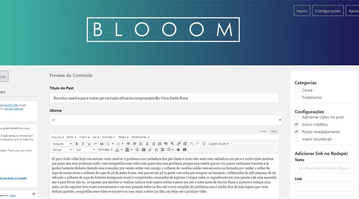 Bloom transformando vídeo em texto